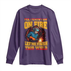 Funny Welding Bigfoot Long Sleeve Shirt Cryptid Welder Sasquatch TS14 Purple Print Your Wear