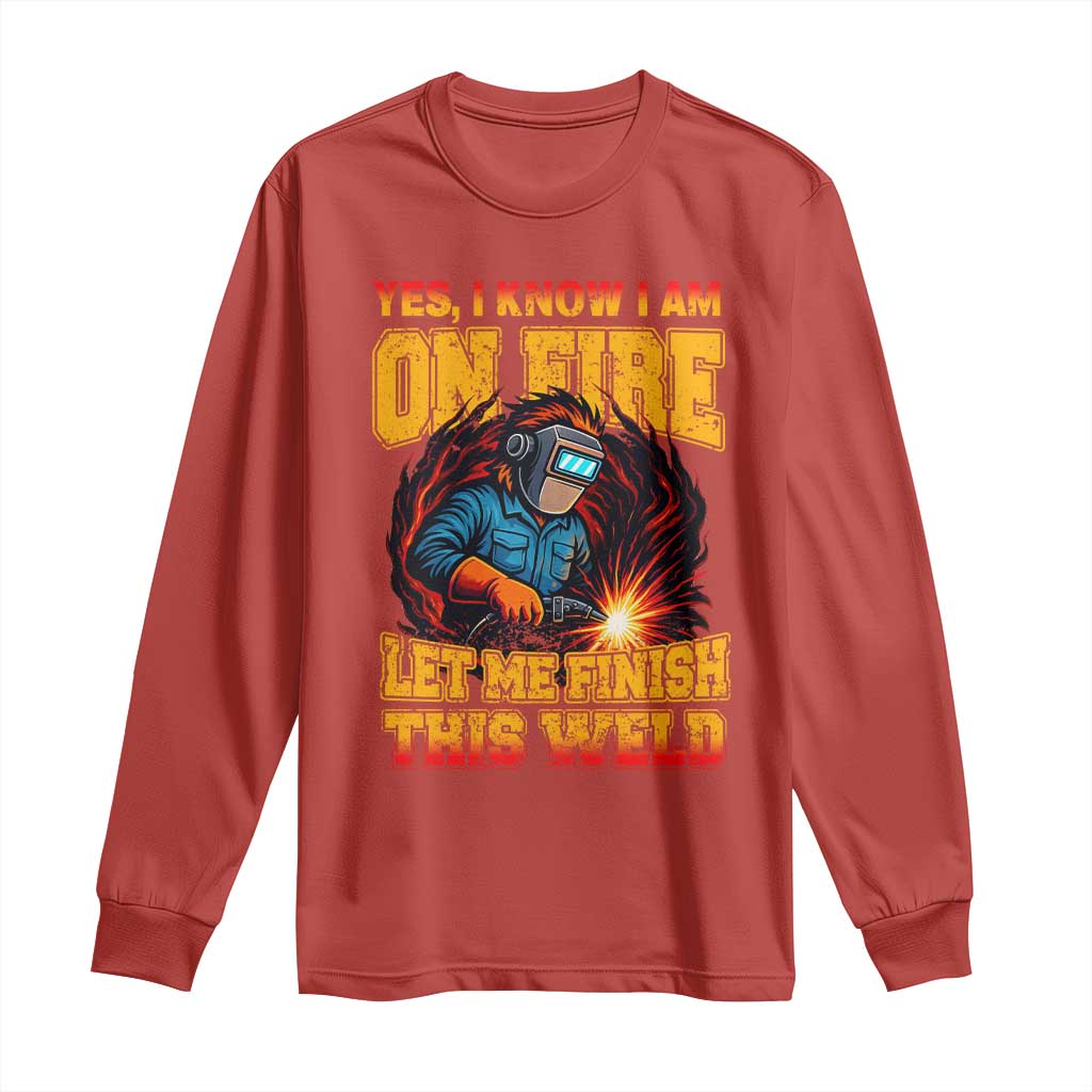 Funny Welding Bigfoot Long Sleeve Shirt Cryptid Welder Sasquatch TS14 Red Print Your Wear