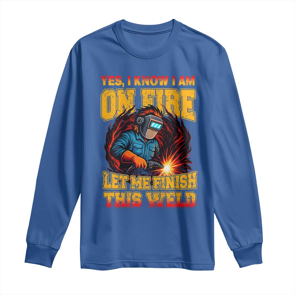 Funny Welding Bigfoot Long Sleeve Shirt Cryptid Welder Sasquatch TS14 Royal Blue Print Your Wear