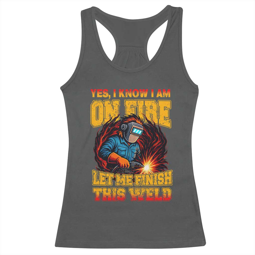 Funny Welding Bigfoot Racerback Tank Top Cryptid Welder Sasquatch TS14 Dark Heather Print Your Wear