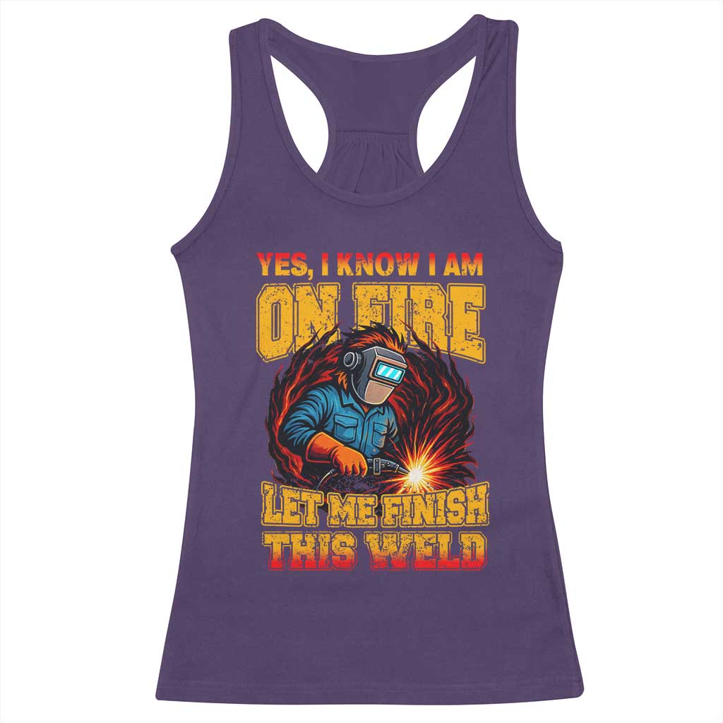 Funny Welding Bigfoot Racerback Tank Top Cryptid Welder Sasquatch TS14 Purple Print Your Wear