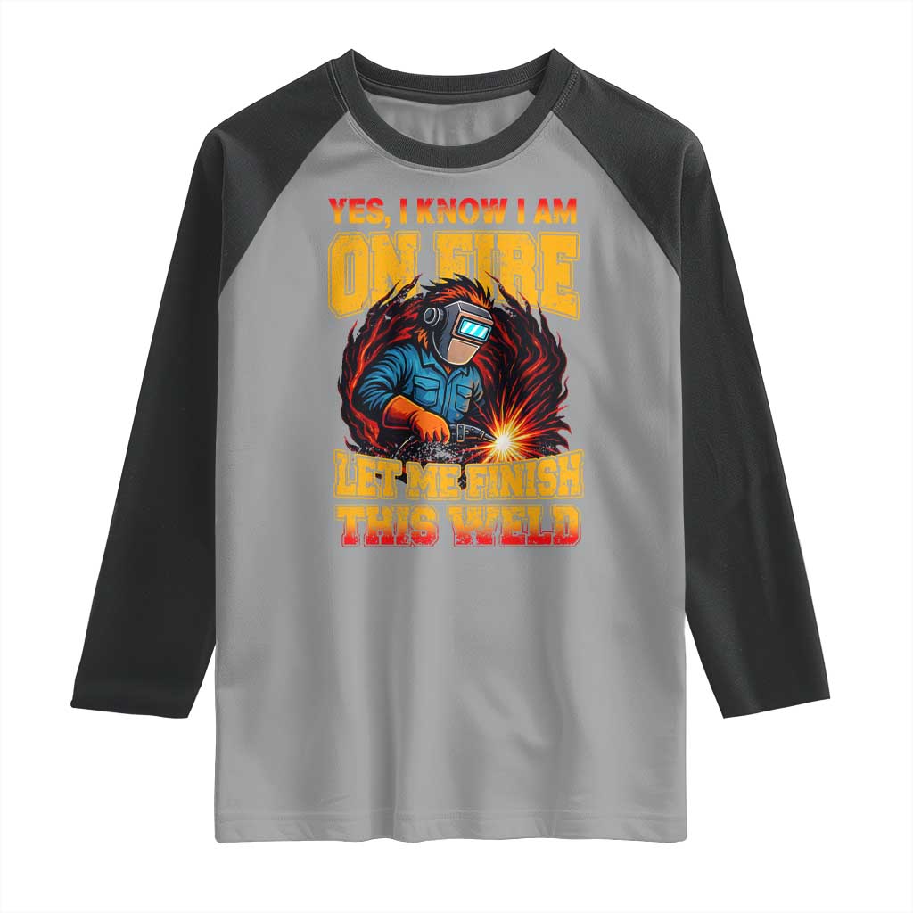 Funny Welding Bigfoot Raglan Shirt Cryptid Welder Sasquatch TS14 Sport Gray Black Print Your Wear