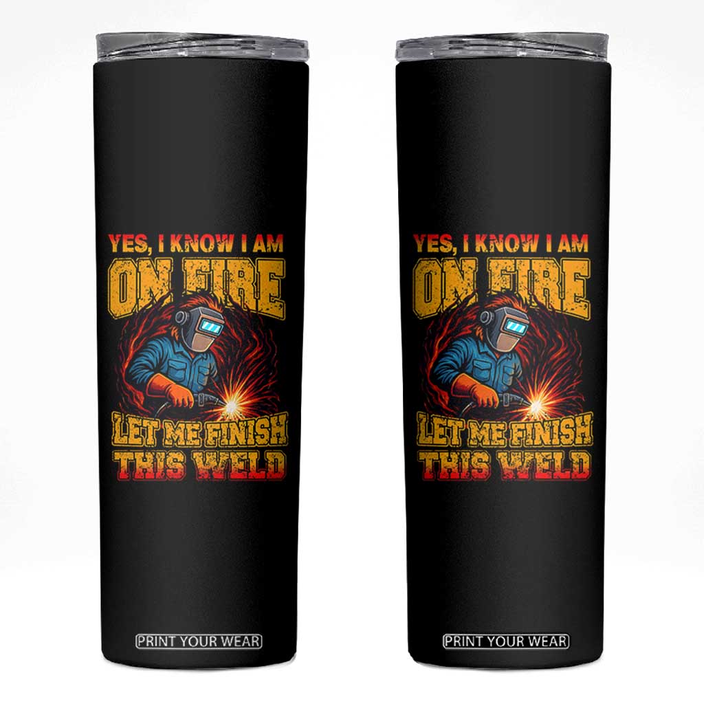 Funny Welding Bigfoot Skinny Tumbler Cryptid Welder Sasquatch TS14 Black Print Your Wear