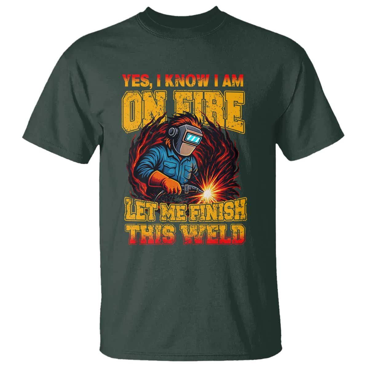 Funny Welding Bigfoot T Shirt Cryptid Welder Sasquatch TS14 Dark Forest Green Print Your Wear