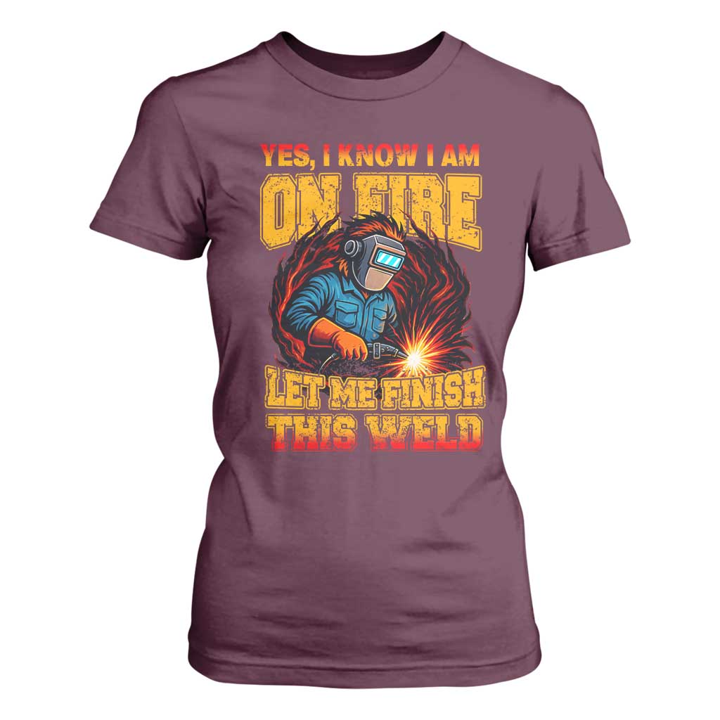 Funny Welding Bigfoot T Shirt For Women Cryptid Welder Sasquatch TS14 Maroon Print Your Wear
