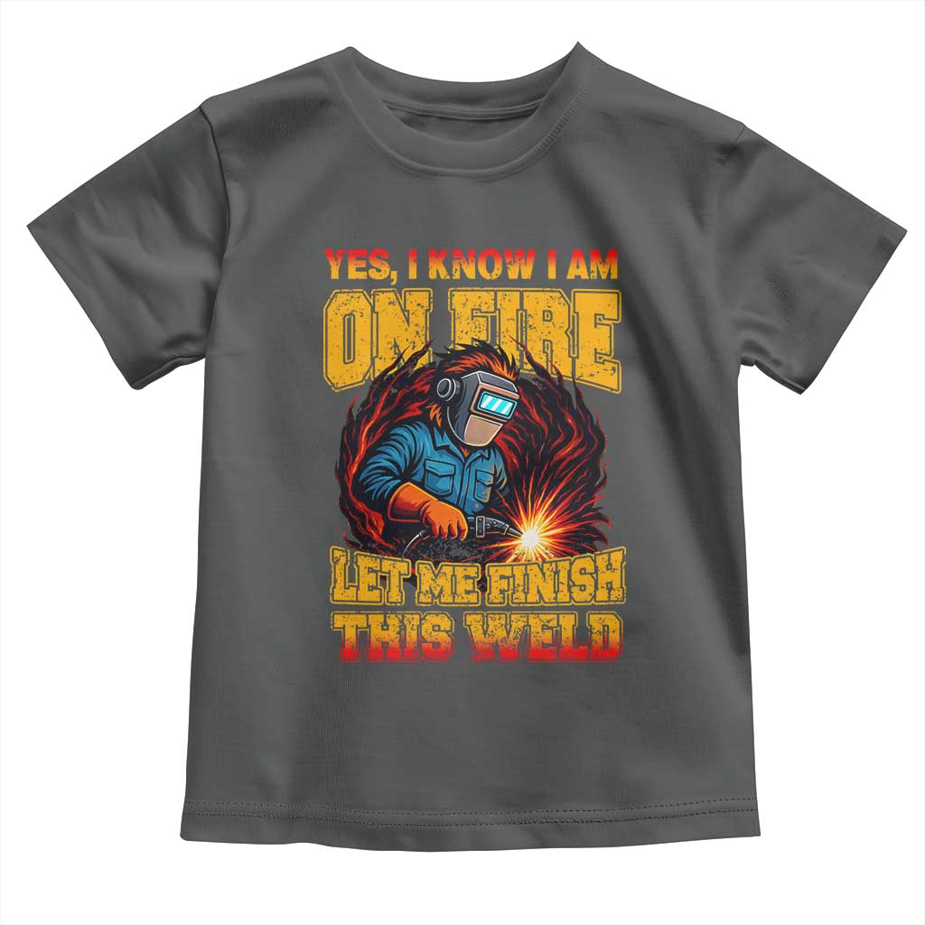 Funny Welding Bigfoot Toddler T Shirt Cryptid Welder Sasquatch TS14 Dark Heather Print Your Wear