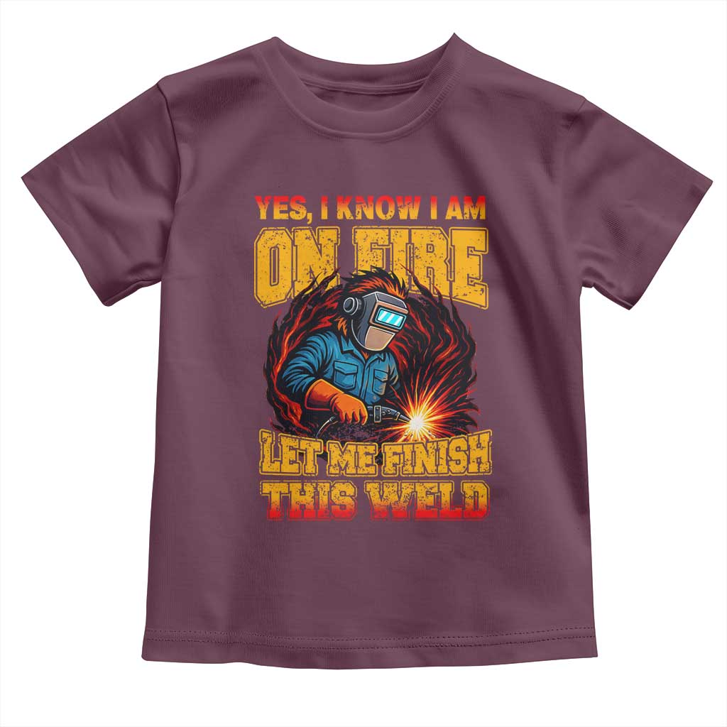 Funny Welding Bigfoot Toddler T Shirt Cryptid Welder Sasquatch TS14 Maroon Print Your Wear