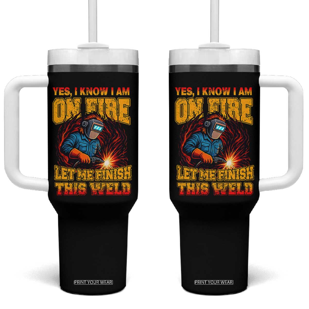 Funny Welding Bigfoot Tumbler With Handle Cryptid Welder Sasquatch TS14 One Size: 40 oz Black Print Your Wear