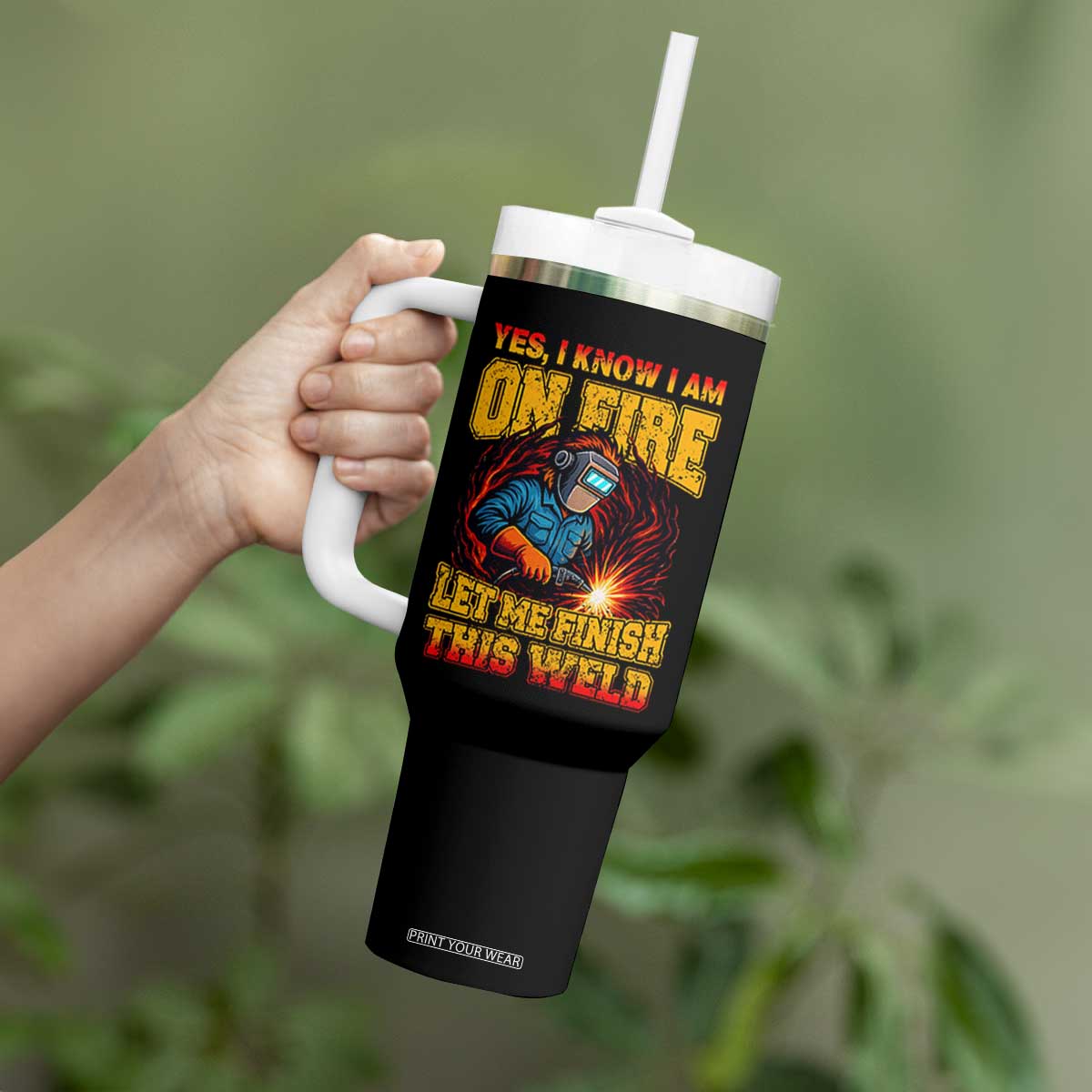Funny Welding Bigfoot Tumbler With Handle Cryptid Welder Sasquatch TS14 Print Your Wear
