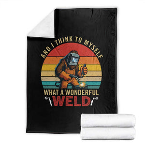 Funny Welding Bigfoot Throw Blanket And I Think To Myself What A Wonderful Weld TS14 Black Print Your Wear