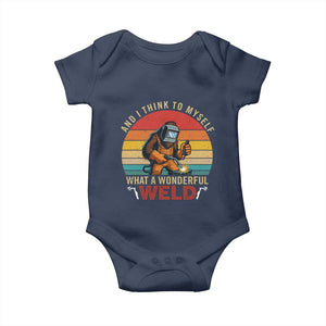 Funny Welding Bigfoot Baby Onesie And I Think To Myself What A Wonderful Weld TS14 Navy Print Your Wear