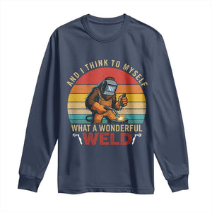 Funny Welding Bigfoot Long Sleeve Shirt And I Think To Myself What A Wonderful Weld TS14 Navy Print Your Wear