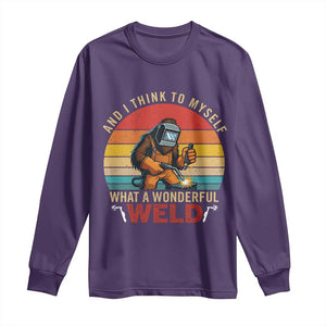 Funny Welding Bigfoot Long Sleeve Shirt And I Think To Myself What A Wonderful Weld TS14 Purple Print Your Wear