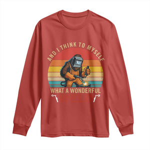 Funny Welding Bigfoot Long Sleeve Shirt And I Think To Myself What A Wonderful Weld TS14 Red Print Your Wear
