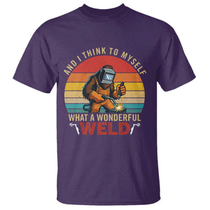 Funny Welding Bigfoot T Shirt And I Think To Myself What A Wonderful Weld TS14 Purple Print Your Wear