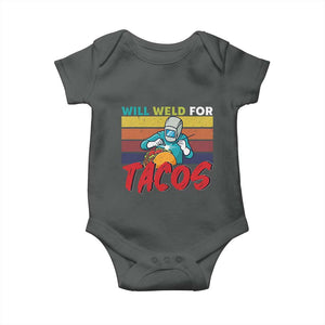 Funny Welding Baby Onesie Will Weld For Tacos TS14 Dark Heather Print Your Wear