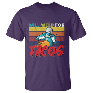 Funny Welding T Shirt Will Weld For Tacos TS14 Purple Print Your Wear