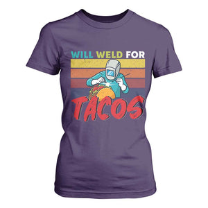 Funny Welding T Shirt For Women Will Weld For Tacos TS14 Purple Print Your Wear