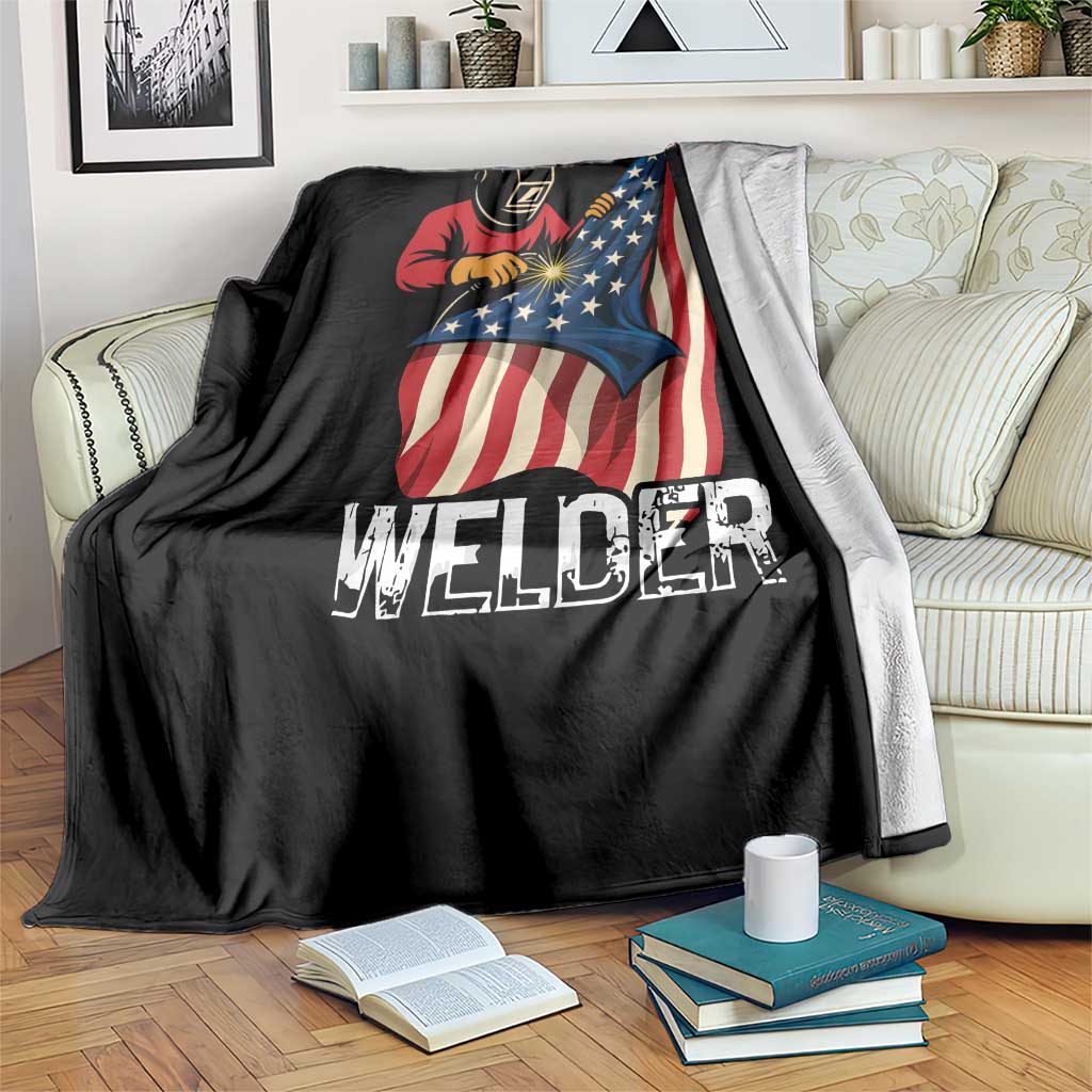 Welder Patriotic American Flag Throw Blanket TS14 Print Your Wear