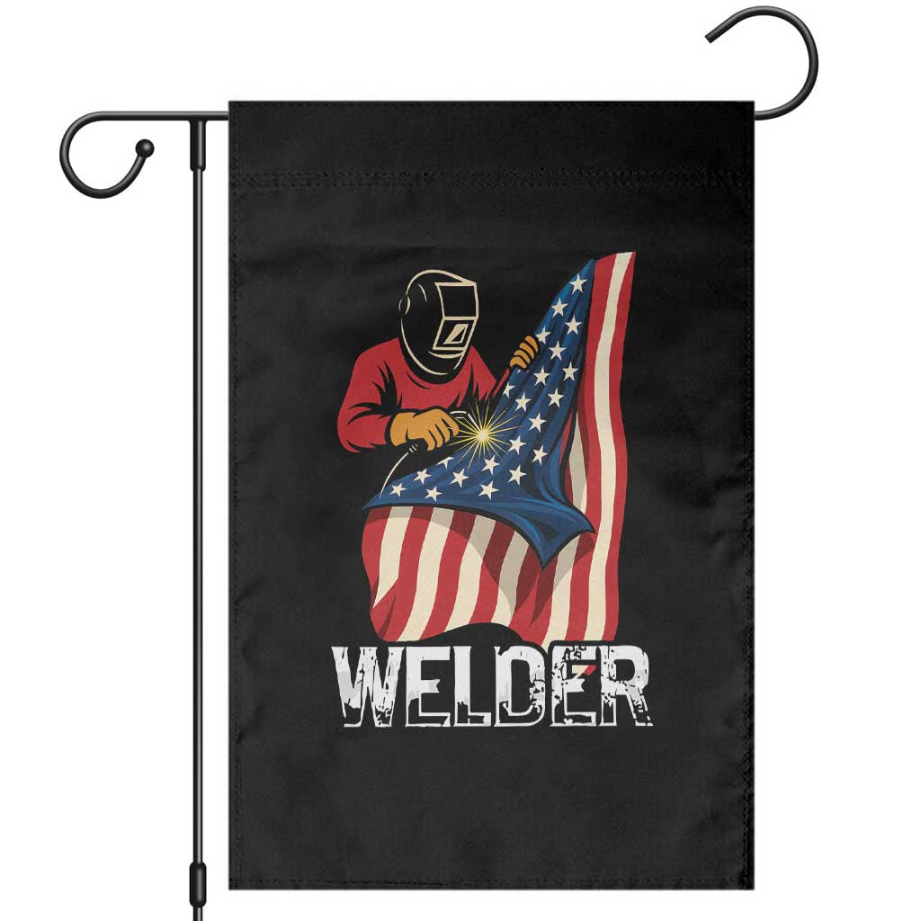Welder Patriotic American Flag Garden Flag TS14 Black Print Your Wear