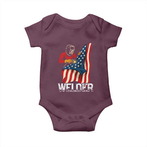 Welder Patriotic American Flag Baby Onesie TS14 Maroon Print Your Wear
