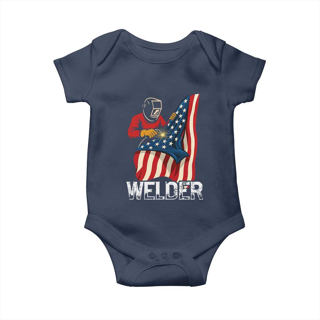 Welder Patriotic American Flag Baby Onesie TS14 Navy Print Your Wear