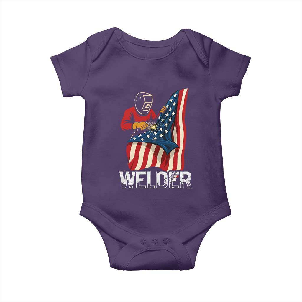 Welder Patriotic American Flag Baby Onesie TS14 Purple Print Your Wear