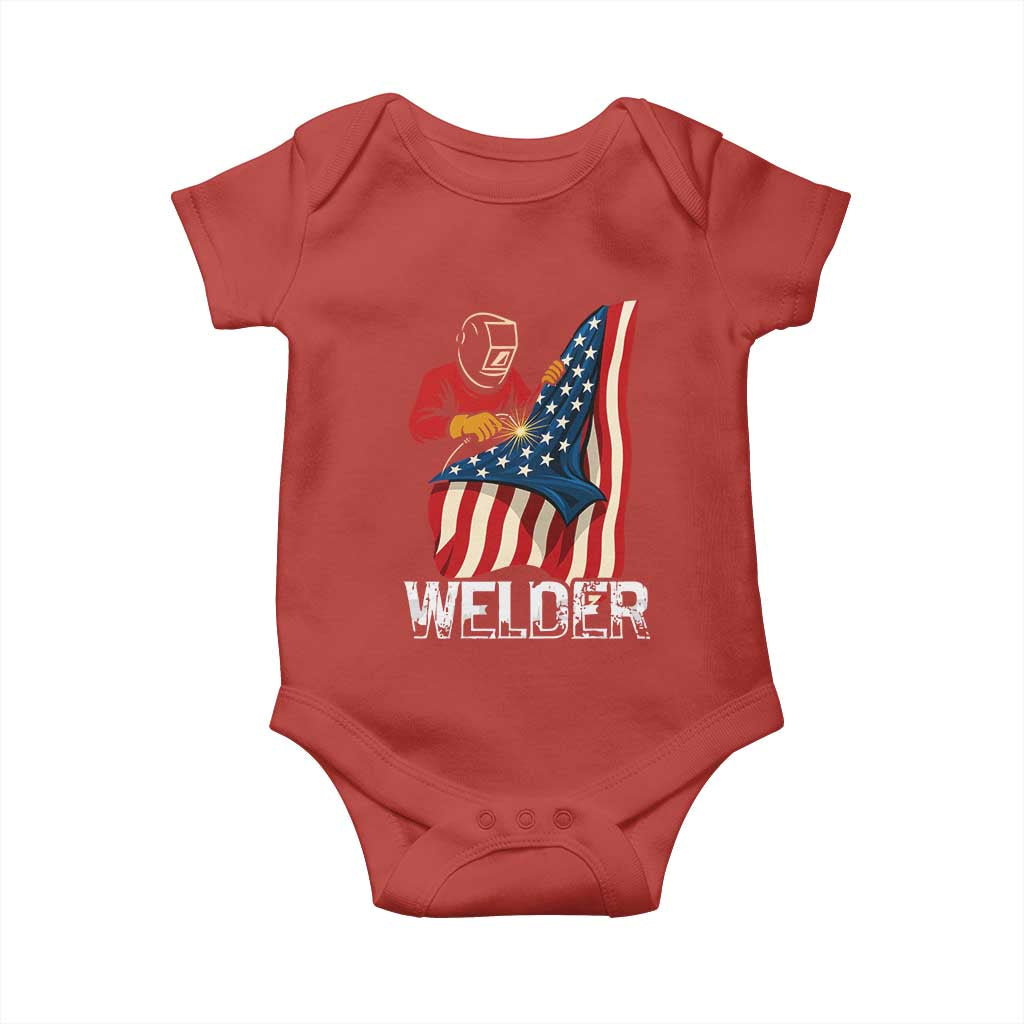 Welder Patriotic American Flag Baby Onesie TS14 Red Print Your Wear
