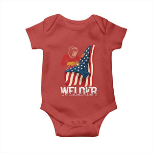 Welder Patriotic American Flag Baby Onesie TS14 Red Print Your Wear