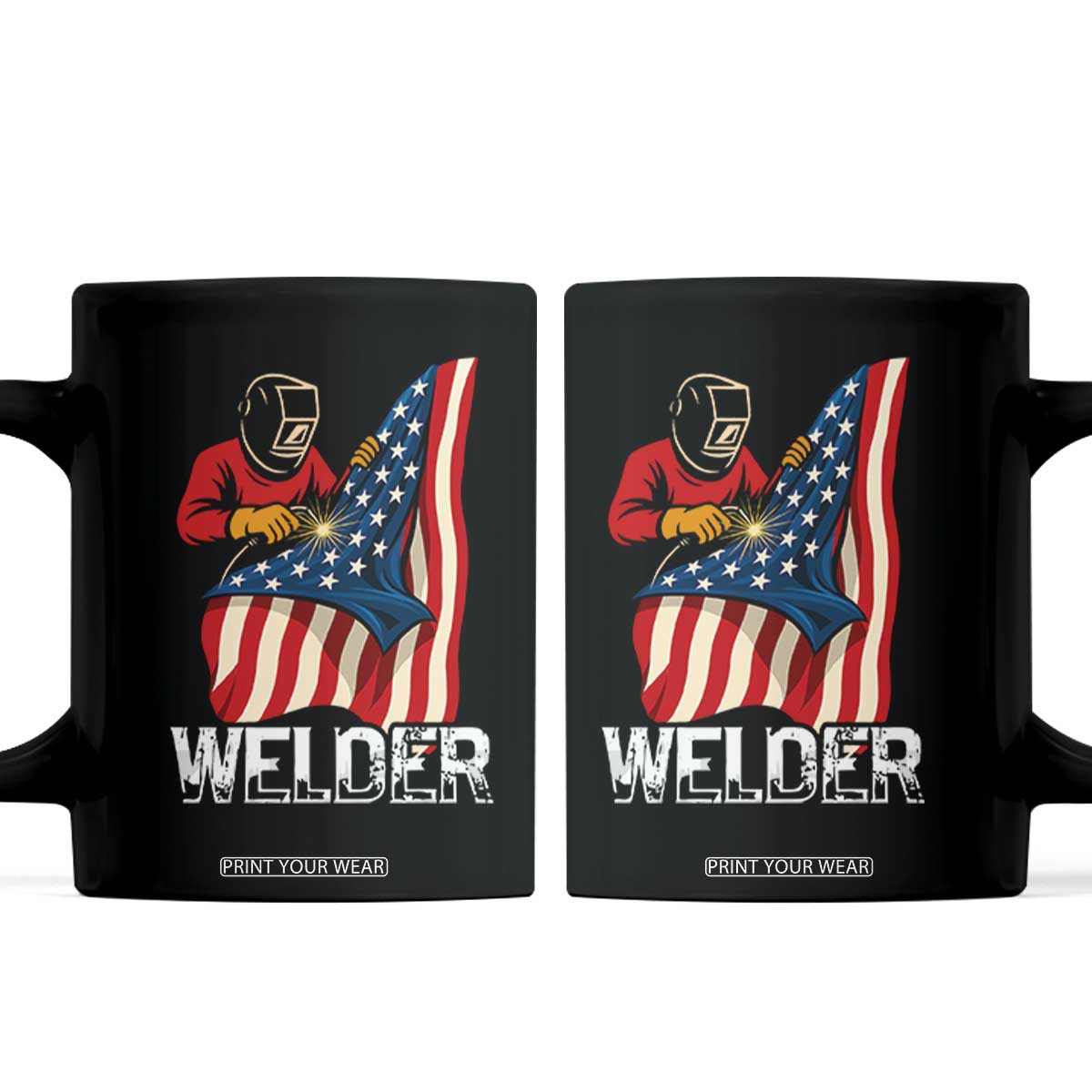 Welder Patriotic American Flag Coffee Mug TS14 Black Print Your Wear