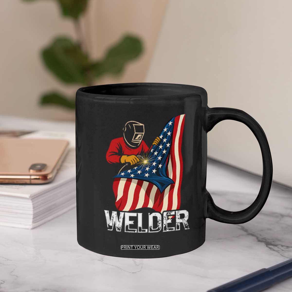 Welder Patriotic American Flag Coffee Mug TS14 Print Your Wear