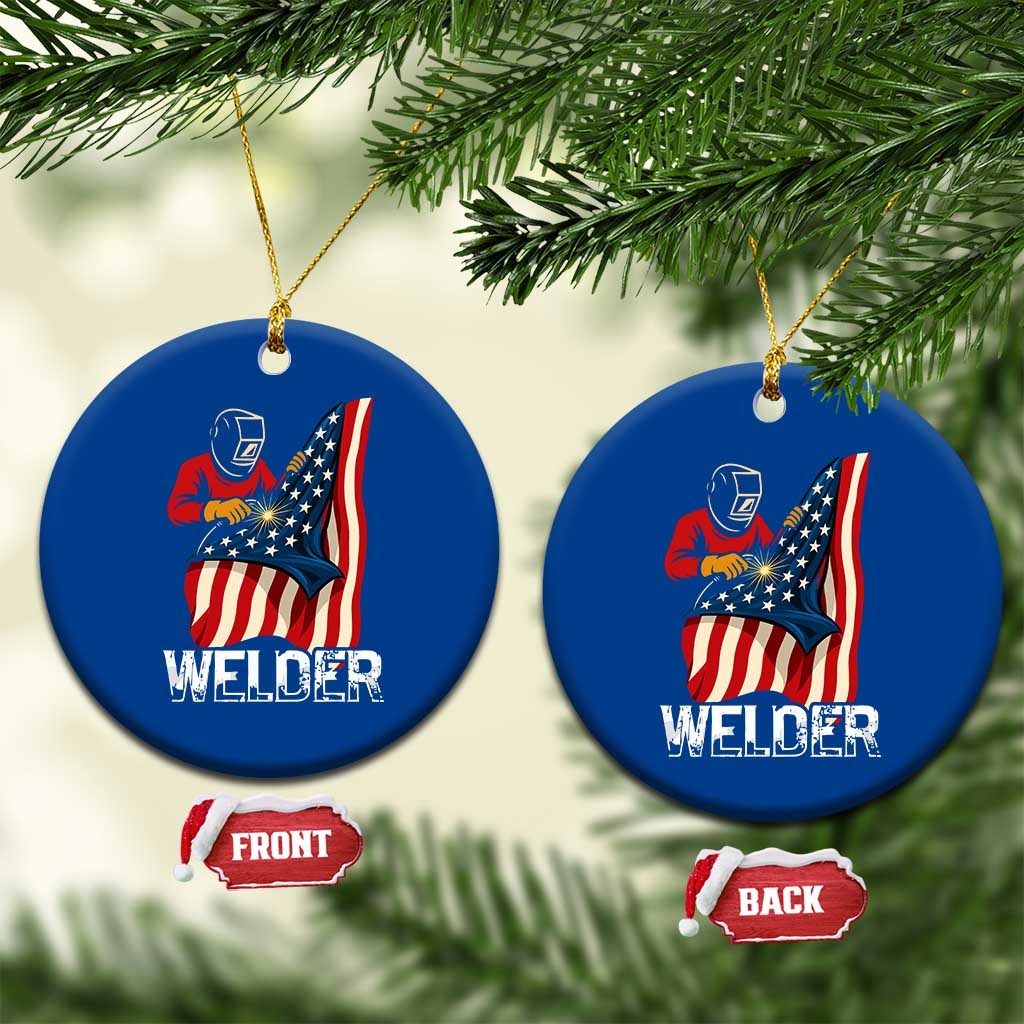 Welder Patriotic American Flag Ceramic Ornament TS14 1pc Blue Print Your Wear