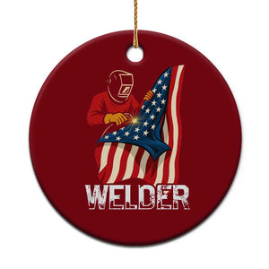 Welder Patriotic American Flag Ceramic Ornament TS14 1pc Red Print Your Wear