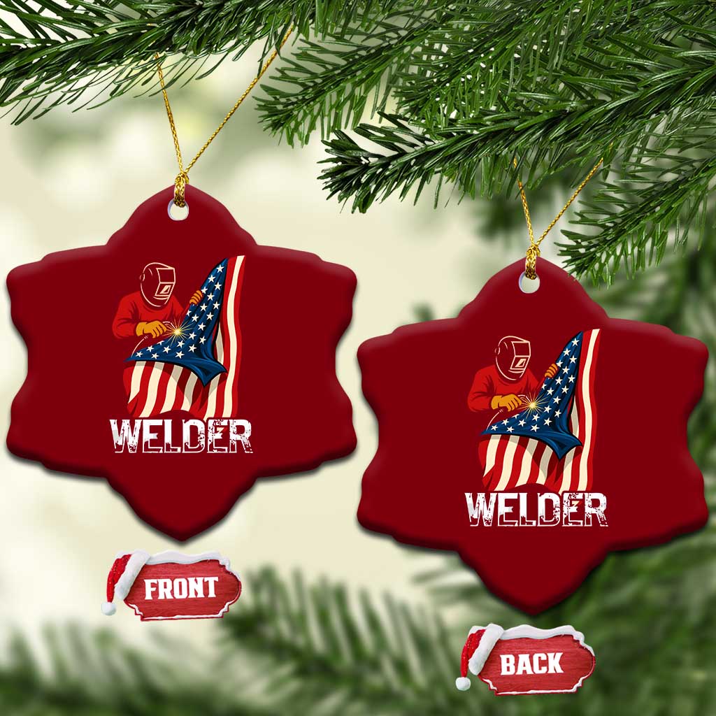 Welder Patriotic American Flag Ceramic Ornament TS14 Print Your Wear