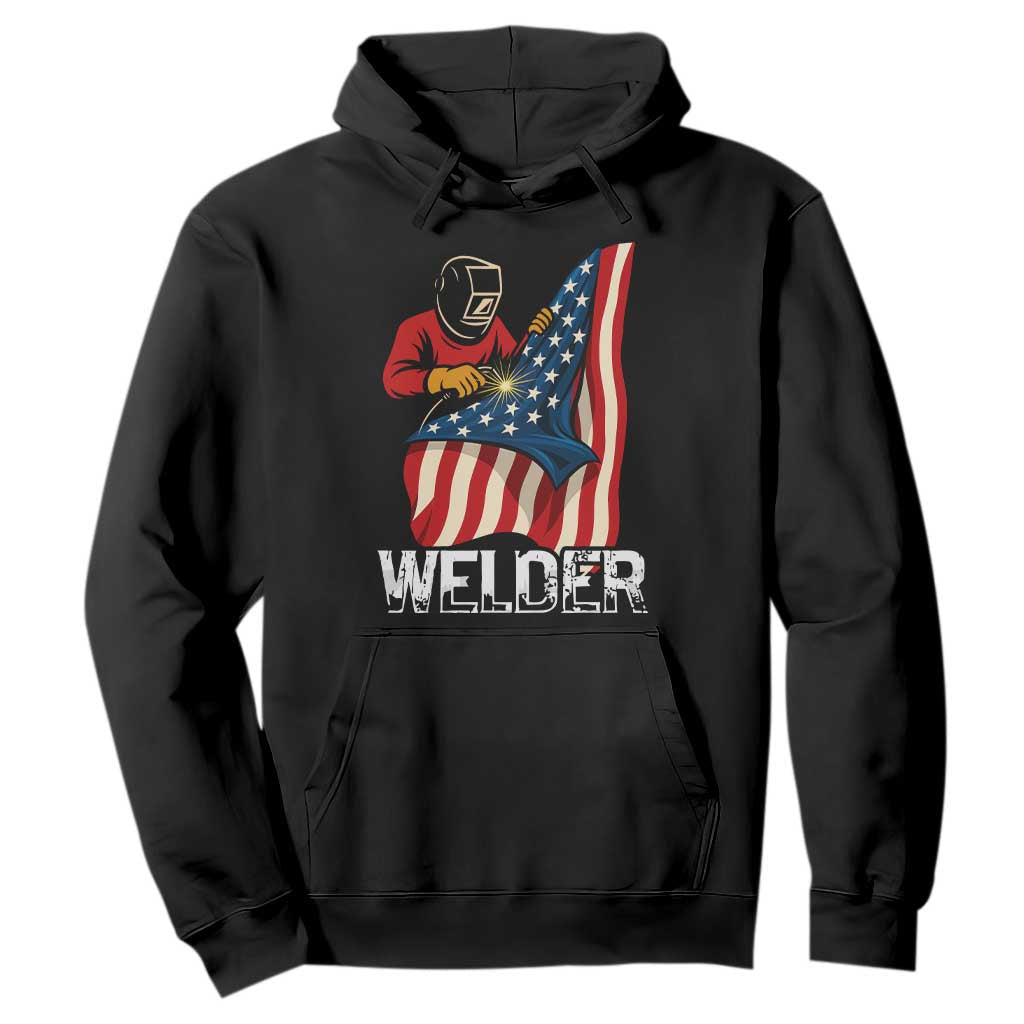 Welder Patriotic American Flag Hoodie TS14 Black Print Your Wear