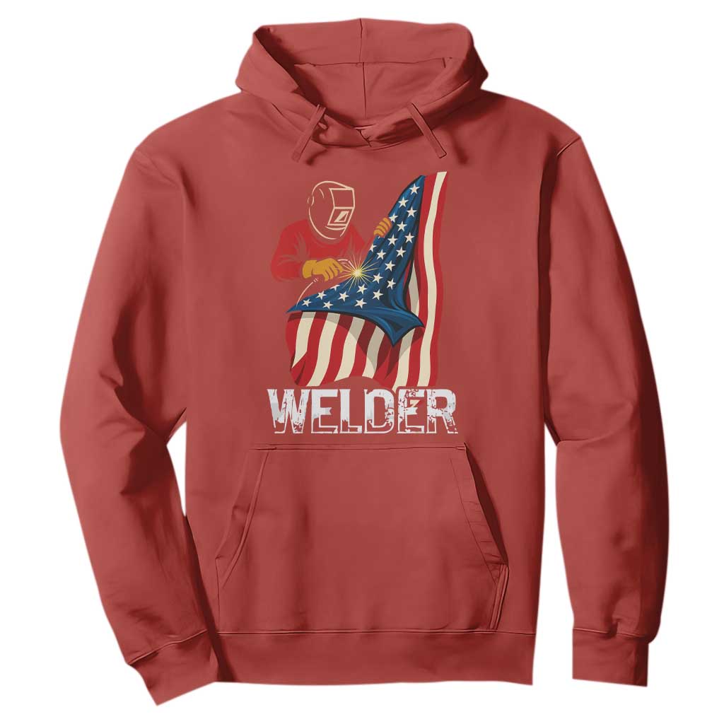 Welder Patriotic American Flag Hoodie TS14 Red Print Your Wear