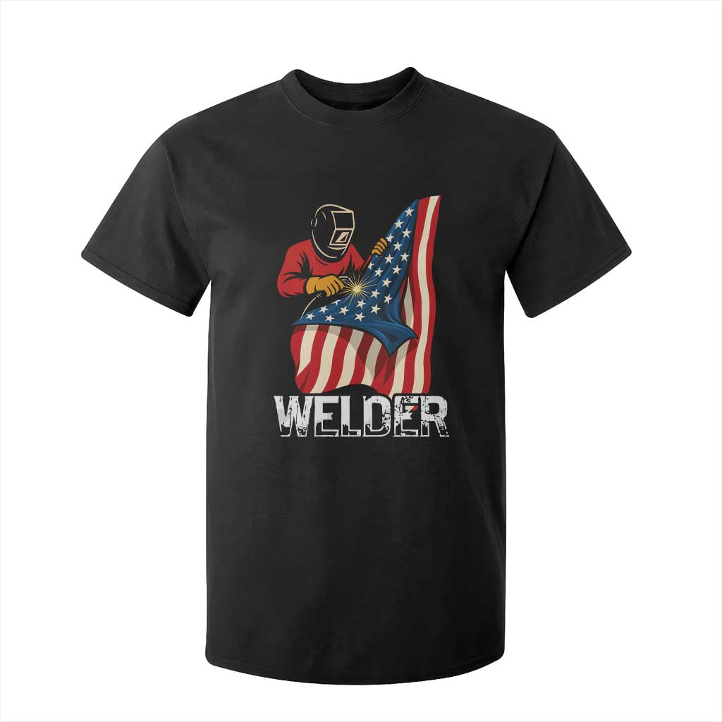 Welder Patriotic American Flag T Shirt For Kid TS14 Black Print Your Wear