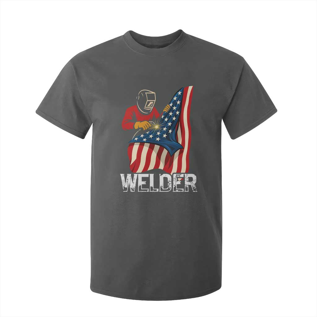 Welder Patriotic American Flag T Shirt For Kid TS14 Dark Heather Print Your Wear