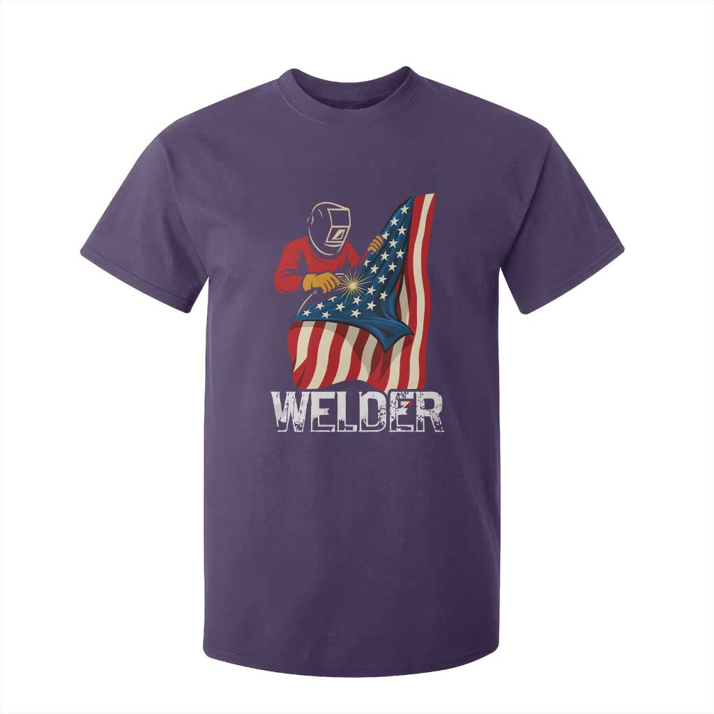 Welder Patriotic American Flag T Shirt For Kid TS14 Purple Print Your Wear