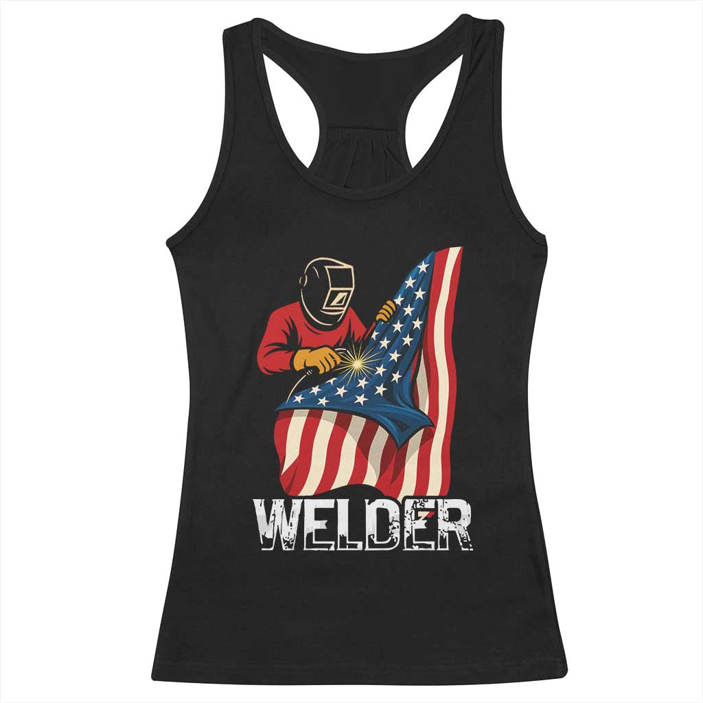 Welder Patriotic American Flag Racerback Tank Top TS14 Black Print Your Wear