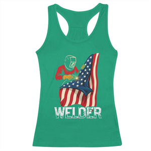 Welder Patriotic American Flag Racerback Tank Top TS14 Irish Green Print Your Wear