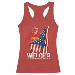 Welder Patriotic American Flag Racerback Tank Top TS14 Red Print Your Wear