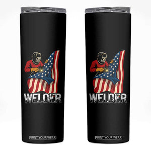 Welder Patriotic American Flag Skinny Tumbler TS14 Black Print Your Wear
