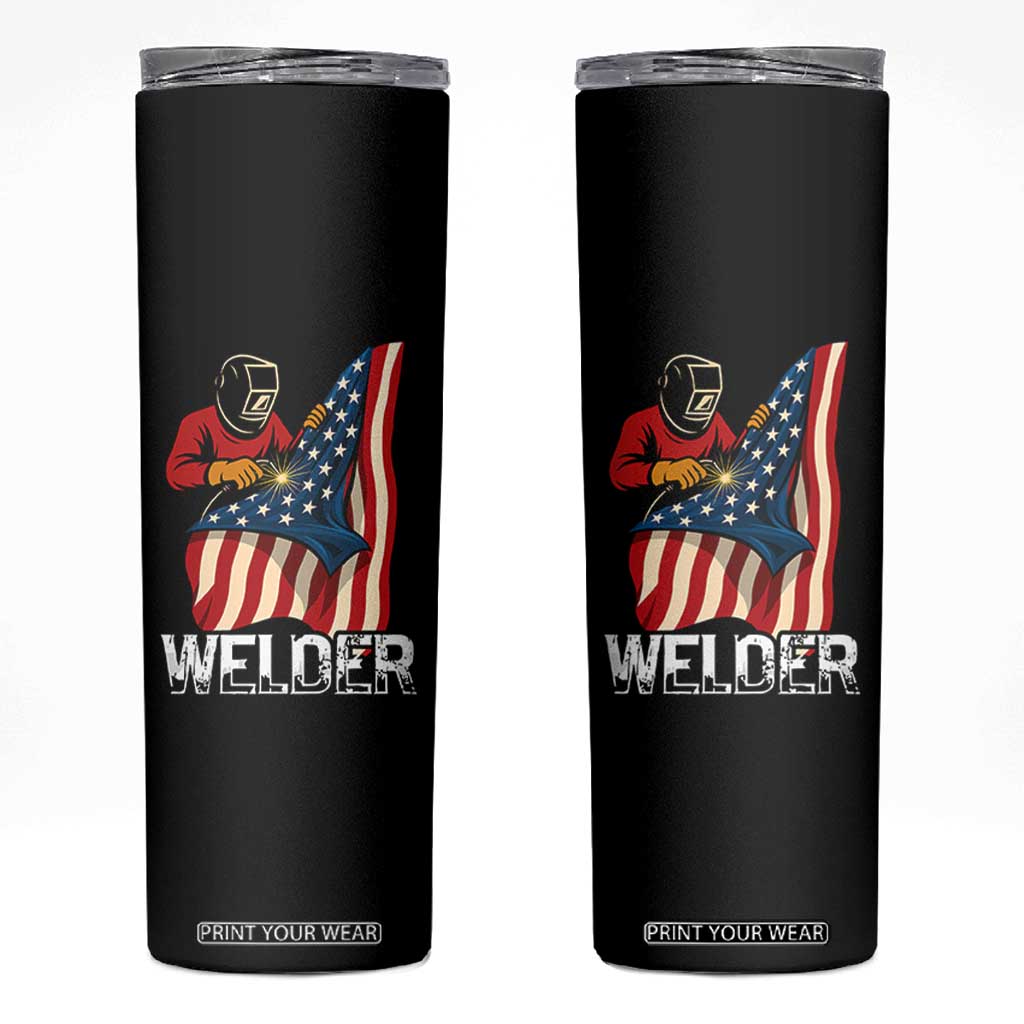 Welder Patriotic American Flag Skinny Tumbler TS14 Black Print Your Wear