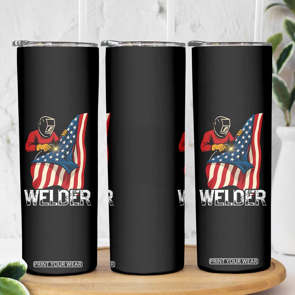 Welder Patriotic American Flag Skinny Tumbler TS14 Print Your Wear