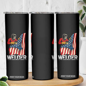 Welder Patriotic American Flag Skinny Tumbler TS14 Print Your Wear
