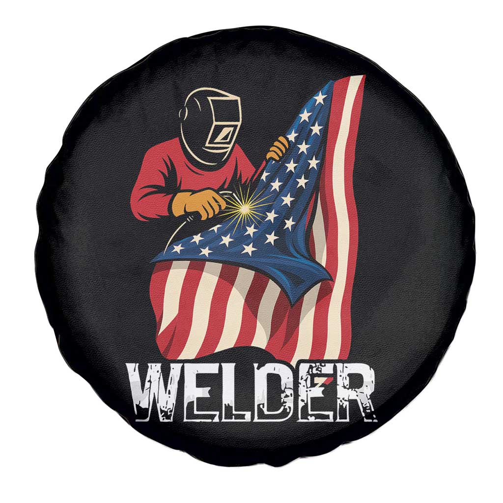 Welder Patriotic American Flag Spare Tire Cover TS14 Print Your Wear