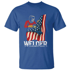 Welder Patriotic American Flag T Shirt TS14 Royal Blue Print Your Wear