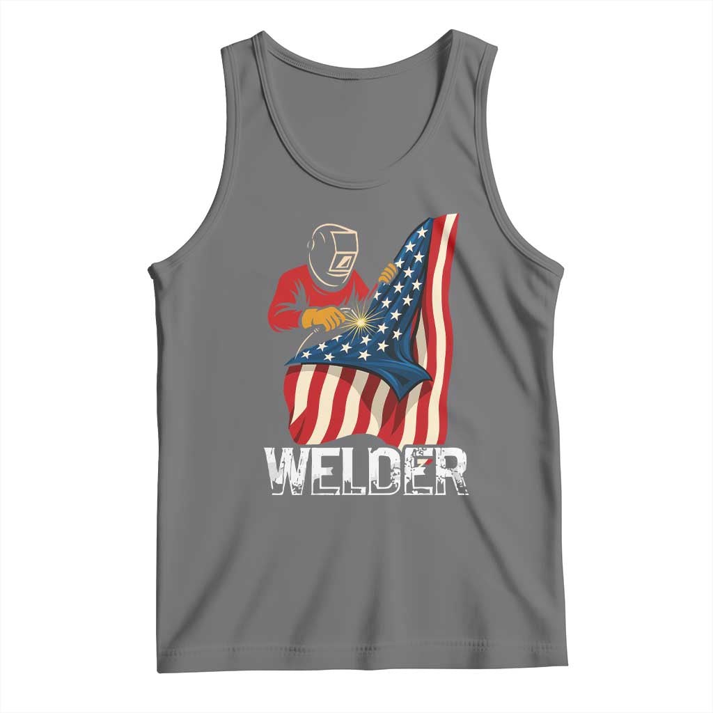 Welder Patriotic American Flag Tank Top TS14 Black Heather Print Your Wear