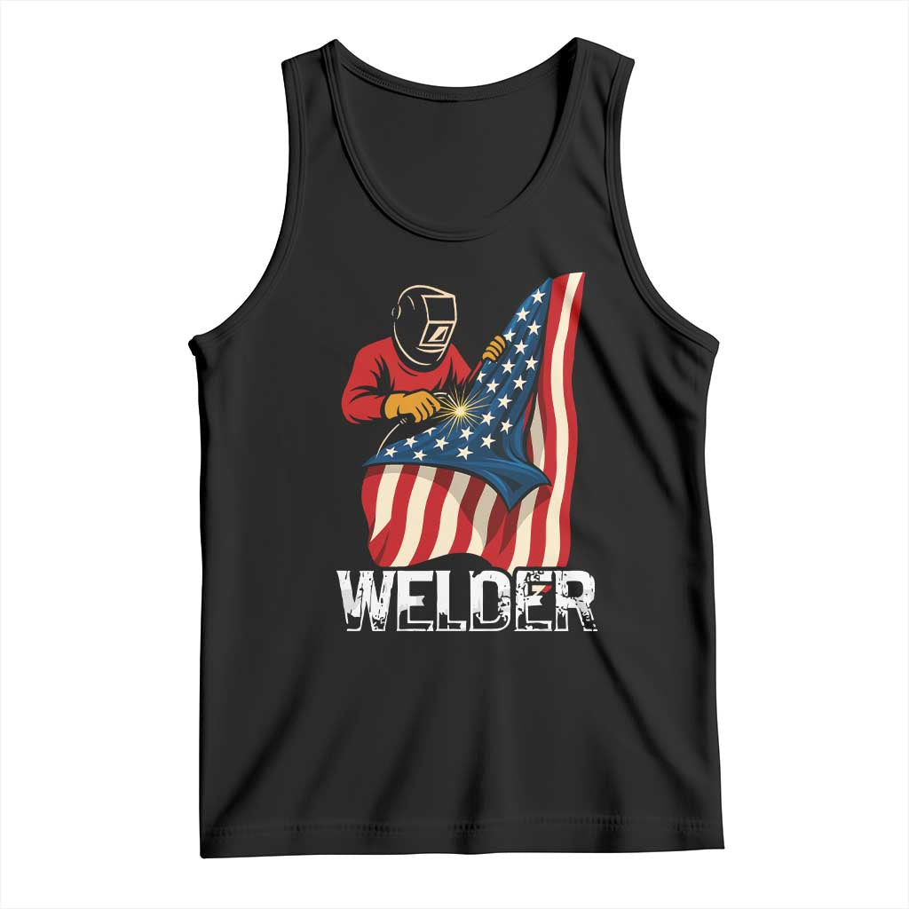 Welder Patriotic American Flag Tank Top TS14 Black Print Your Wear